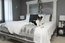 Gray stain wood is purposefully brushed or scraped off for a distressed look; White And Grey Bedroom Diy King Size Headboard Under 80 Pine Boards Stained With Weathered Grey King Size Bed Headboard King Size Headboard Diy King Headboard