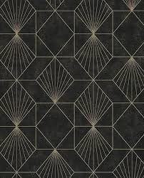 Black And Gold Art Deco Wallpaper Halcyon Black Geometric Wallpaper Geometric Art Prints Geometric Wallpaper Gold Geometric Wallpaper