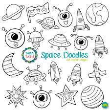 See more ideas about cute drawings, drawings, kawaii drawings. Space Doodles Digital Stamp Black And White Clipart Kids Etsy