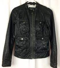 Lucky Brand Leather Jacket Black 4 Pocket Moto Biker Sz Xs 7w31007 Butter Soft Luckybrand Motorcycle Casual Leather Jacket Black Leather Jacket Jackets