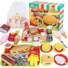 Find all matching images to win the game. Fast Food Toys Play Food Toy Set Kitchen Pretend Play Accessories Toy Including Hamburger French Fries Ice Cream Hot Dog Coke And Assortment Gift Toy Set For Kids Toddlers 59pcs Buy Online In Botswana At