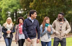College students walking