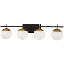 George Kovacs Alluria 4 Light Weathered Black With Autumn Gold Accents Bath Light P1354 618 The Home Depot