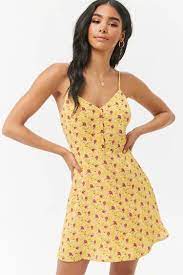 Ditsy Floral Mini Dress Yellowpurple Vestidos Casuais Femininos Vestidos Looks