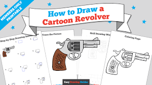 Learn how to draw cartoon gun pictures using these outlines or print just for coloring. How To Draw A Cartoon Revolver Easy Drawing Guides