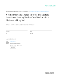 The pathogens of primary concern are the. Pdf Needle Stick And Sharp Injuries And Factors Associated Among Healthcare Workers In A Malaysian Hospital