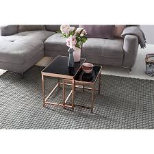 Wohnzimmertisch glas ist etwas ganz besonderes in jedem wohnzimmer. Wohnling 2er Set Satztisch Couchtisch Metall Glas Schwarz Kupfer Beistelltisch Wohnzimmertisch Glastisch Online Kaufen Bei Netto