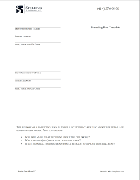 Summer vacation and vacations with parents. Wisconsin Parenting Plan Template Sterling Law Offices S C