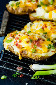 Loaded Twice Baked Potatoes Recipe Oh Sweet Basil Recipe Baked Potato Recipes Baked Potato Potatoes