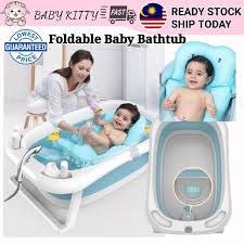 A bathtub cushion was specially designed for bathtubs. Babykitty Foldable Baby Bath Tub With Bath Cushion Bathtub Thermometer Extra Large Shopee Malaysia