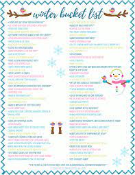 Winter Bucket List Almost 100 Ideas For Kids Teens Families And Adults Includes Crafts Recipes Free Family Fun Winter Bucket List Activities For Teens
