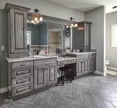 Bathroom vanities and cabinets can make or break an entire bathroom, make sure you get yours just how you like it. Door Style Dover Wood Species Cherry Finish Distressed Barnwood C Haas Cabinet Grey Bathroom Vanity Bathroom Vanity Kitchen Cabinets Painted Grey