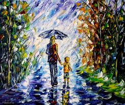 Frau Mit Kind Im Regen By Mirek Kuzniar Ol Auf Leinwand Spachteltechnik Olmalerei Impressionismus Modernemalerei M Idee Farbe Kunst Ideen Schone Kunste