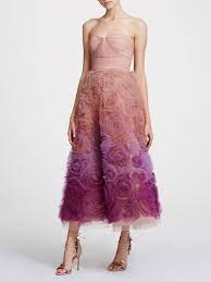 Strapless Ombre Tulle Tea Length Shop Marchesa Notte
