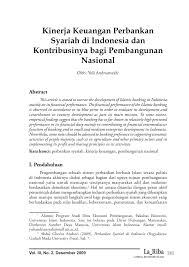Pdf Kinerja Keuangan Perbankan Syariah Di Indonesia Dan Kontribusinya Bagi Pembangunan Nasional