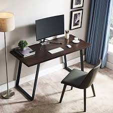 Amazon Com Amoak Computer Desk 47 Modern Writing Desk Simple Study Table Industrial Office Desk Sturdy Lapto In 2020 Writing Desk Modern Study Table Office Desk