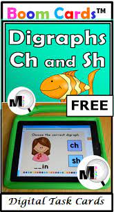 Digraphs Digital Task Cards Ch And Sh At Boom Learning Are Free Paperless Self Correcting Intera Digraph Fun Education Elementary Language Arts Activities