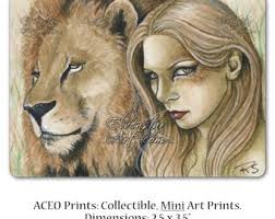 Regal Limited Edition ACEO Print Artist Trading Cards ATC Lion Shaman  Fantasy Art Tan Blonde Wild Cat Animal