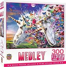 Amazon 300 large piece puzzles. Amazon Com Masterpieces Medley Unicorns Butterflies 300 Piece Ez Grip Jigsaw Puzzle Toys Games 300 Pieces Jigsaw Puzzle 300 Piece Puzzles Masterpiece