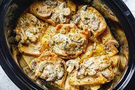 This is do able and super fast. Creamy Garlic Pork Chops Recipe With Mushrooms And Potatoes Crockpot Pork Chops Recipe Eatwell101
