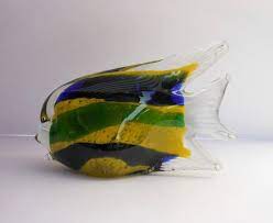 Murano Style Glass Fish Yellow Green