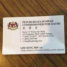 A commissioner of oaths is able to administer oaths to public officials or be a witness for a sworn affidavit. Commissioner For Oath Lim Sh 1 Visitor
