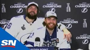 How likely is a stanley cup repeat for the lightning? Nikita Kucherov Crashes Brayden Point Pat Maroon And Ryan Mcdonagh S Postgame Press Conference Youtube