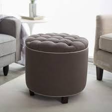 Read customer reviews and common questions and answers for wade logan® part #: Here S A Taller Round Ottoman With Light Chocolate Tufted Upholstery Standing Mildly Apart From The Light Hue Round Tufted Ottoman Tufted Ottoman Round Chair