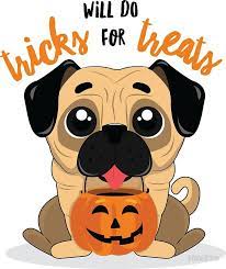 Will Do Tricks For Treats Pug Halloween Sticker By Nikkizfra In 2021 Cute Dog Cartoon Cute Pugs Pet Holiday
