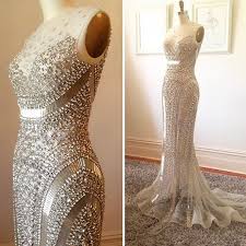 2016 Luxury Beaded Robes Abendkleider Silver Rhinestone Gowns Formal Dresses Women Mermaid Cry Ball Gowns Evening Evening Dresses Prom Formal Dresses For Women