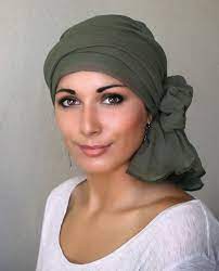 Olive Green Cotton Gauze Turban Hat Head Wrap Chemo Hat Alopecia Scarf Army Green Turban Hat Scarf Set Head Wraps Turban Hair Wraps