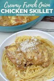 Beef, pork, and potato are all nicely spiced and baked into a pie. Creamy French Onion Chicken Thighs Skillet Beyer Beware
