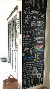 A chalkboard with railings and hooks is a stylish idea for many kinds of kitchens, whatever style you prefer. Our Family Summer Board Chalkboard Lettering Blackboard Art Doodle Wall