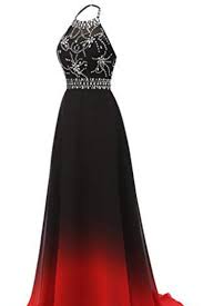Halter Gradient Chiffon Prom Dresses Long Ombre Beads Party Dresses Black And Red Lace Up Evening Dresses Prom Dresses Dc193 Chiffon Prom Dress Prom Dresses Long Black Prom Dresses Long