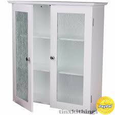 white 2 glass door wall cabinet modern