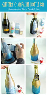Champagne float cocktail + happy new year! Glittery Champagne Bottle Diy
