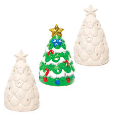 White ceramic lighted christmas tree 12. Amazon Com Baker Ross Ac3262 Christmas Tree Ceramic Tealight Holders Pack Of 3 Ideal For Kids Arts And Crafts Gifts Keepsakes Assorted Industrial Scientific