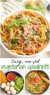 One Pot Vegetarian Spaghetti Video Family Food On The Table Recipe One Pot Vegetarian Vegetarian Spaghetti Healthy Vegetarian