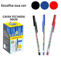 Caneta Esferográfica 0,7mm Azul Vermelho Preto Compactor 50UN Escolha Sua  Cor