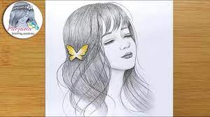 Beautiful dress design with washi tape and glitter | fashion drawing | washi tape design #shorts. How To Draw A Girl With Butterfly Pencil Sketch Face Drawing Art Video Drawing Tutorial Youtube