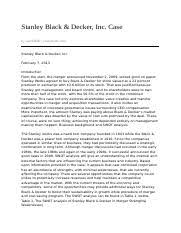 Decker's principals have been among the leading experts in asian markets since the 1990s. 4 Stanley Black Decker Inc Case By Ws042689 Studymode Com Stanley Black Decker Inc February 7 2013 Introduction From The Start The Merger Announced Course Hero