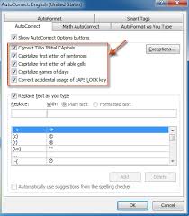 Exceptions to automatic capitalization rules. How To Turn On Off Auto Capitalization In Outlook