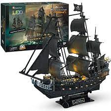 2021 upgrade master series puzzles: Cubicfun Queen Anne S Revenge Pirate Ship Model Kit With Leds 3d Puzzle Large 340 Pcs L520h Buy Online At Best Price In Uae Amazon Ae