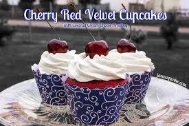 Sprinkles Will Fly Cherry Red Velvet Cupcakes Recipe Red Velvet Cupcakes Coconut Cream Cheese Frosting Cupcake Recipes