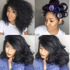 Stop doing boring hairstyles when transitioning and try this gorgeous straw set on natural hair. Wash And Set Hairstyles Hair Styles Curly Hair Styles Roller Set Natural Hair