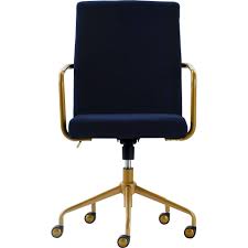 Black And Gold Office Chair Uk Giselle Gold Desk Chair Navy Blue Velvet Adore Decor In 2020 Upholstered Desk Chair Gold Desk Chair Conference Chairs
