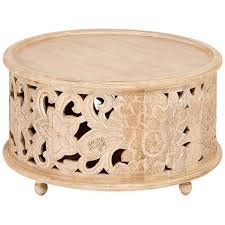 Nfm cannot provide service or exchange as a result of manufacturer's imperfections. 35 Round Natural Mango Wood Floral Carved Drum Coffee Table Fleur No Reviews 999 00