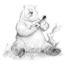 Big Bear Tiny Guitar Bear Sketch Characterdesign Rabbit Ukele Bear Sketch Guitar Illustration Bear Art