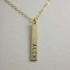 Personalized Gold Bar 14k Name Tag Necklace Vertical Flat Id Etsy Gold Bar Pendant Gold Bar Gold