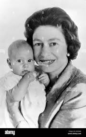 QUEEN ELIZABETH II WITH PRINCE EDWARD IN THE BUCKINGHAM PALACE ; 12 JUNE  1964 Stock Photo